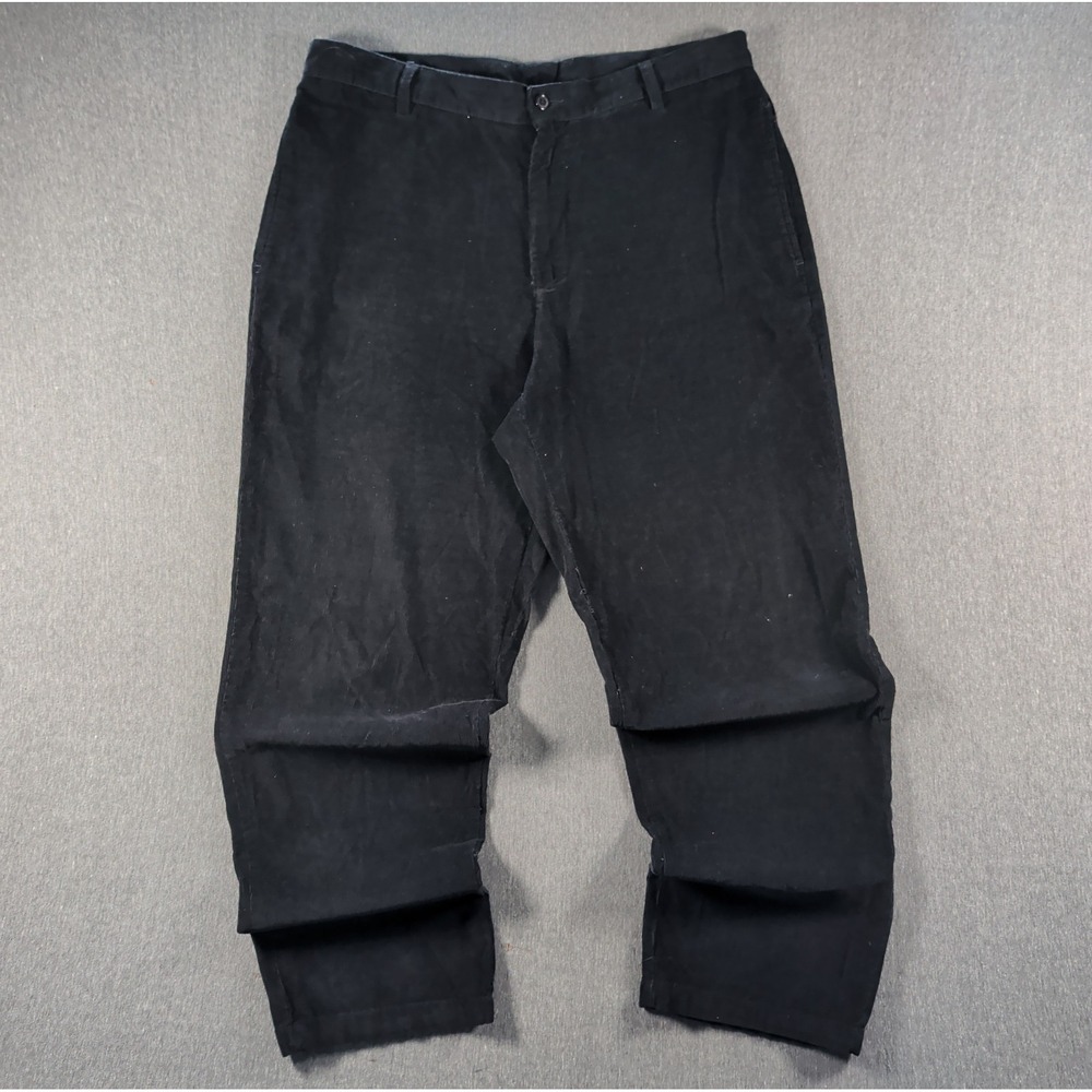 Vtg 90s Club Room Black Corduroy Pants Mens 36x30 Trousers Baggy Preppy Y2K